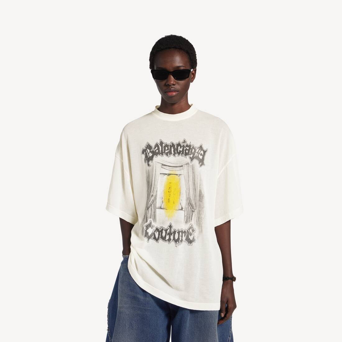 T-shirt Shaped Salon De Couture da Donna in Crema | Balenciaga Italia IT - Image 5