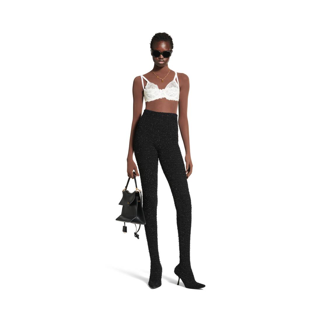 Women's Trompe L'&oelig;il Bra Top in White/brown | Balenciaga Malaysia EN - Image 3