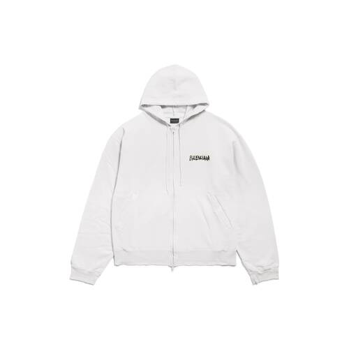 masking tape oversized zip-up hoodie