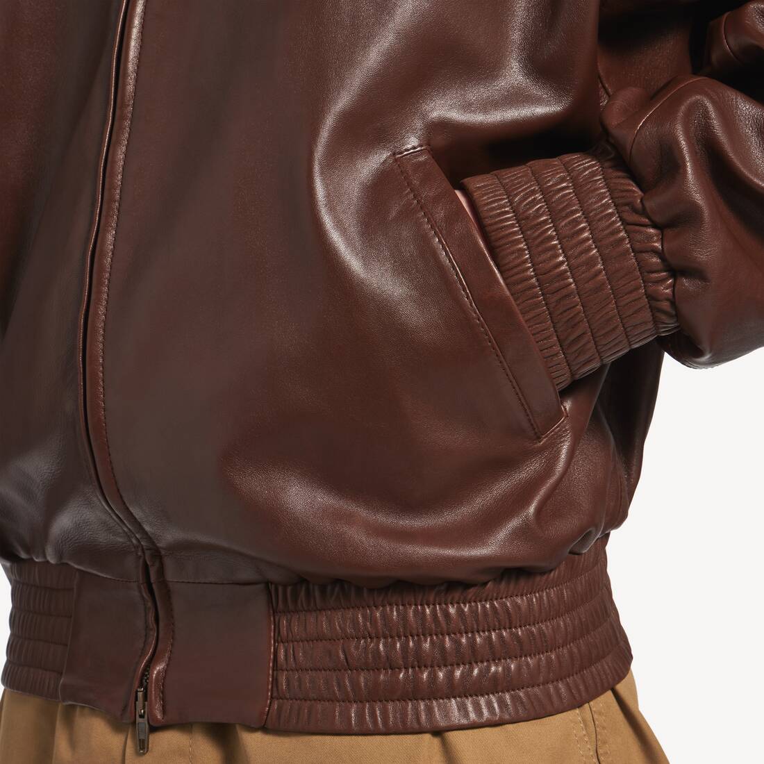 Men's High Collar Bomber in Castor | Balenciaga Lithuania EN - Image 6