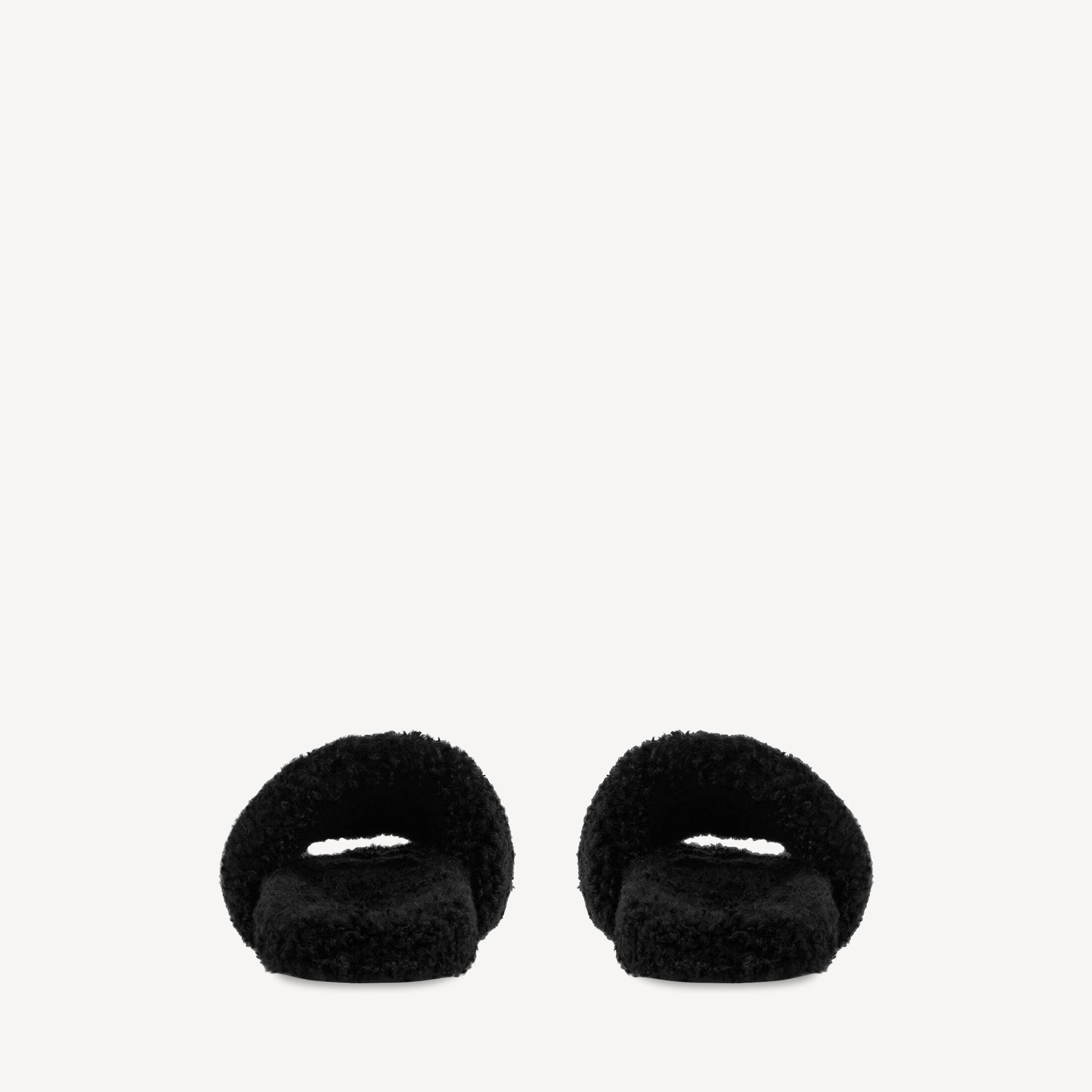 발렌시아가 남성 퍼리 오픈 뮬 블랙/화이트/레드 654747W14C21096