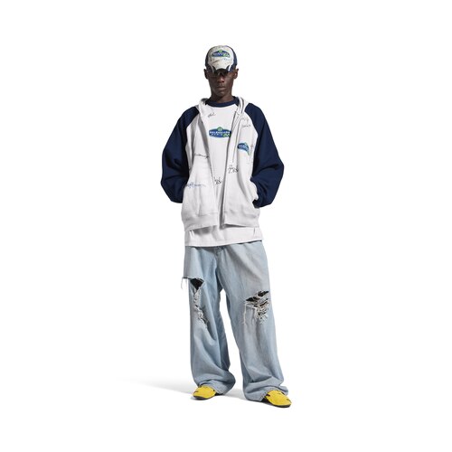 banana raglan oversized zip-up hoodie