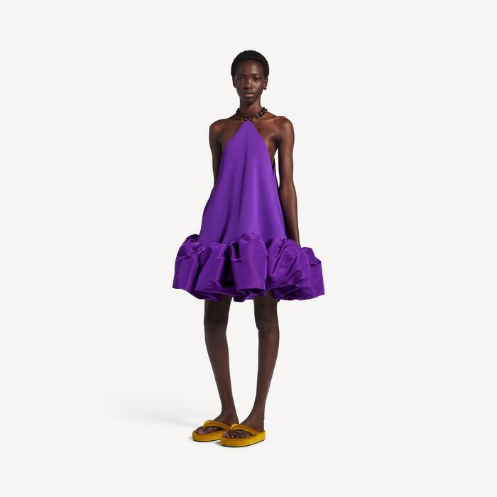 Women's Halter Balloon Mini Dress in Purple - Women | Balenciaga United States EN - Image 3