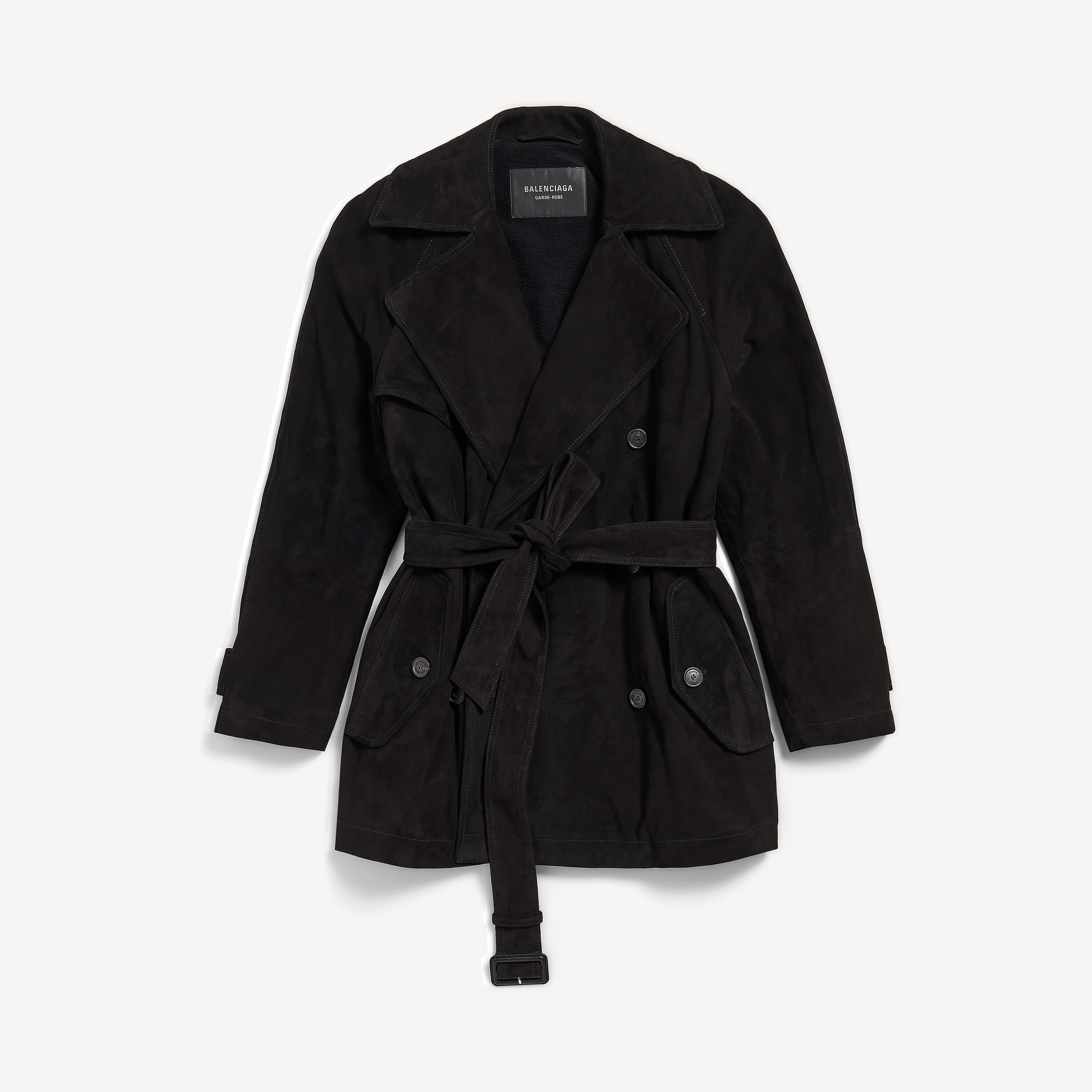 Women's Cocoon Short Trench in Black