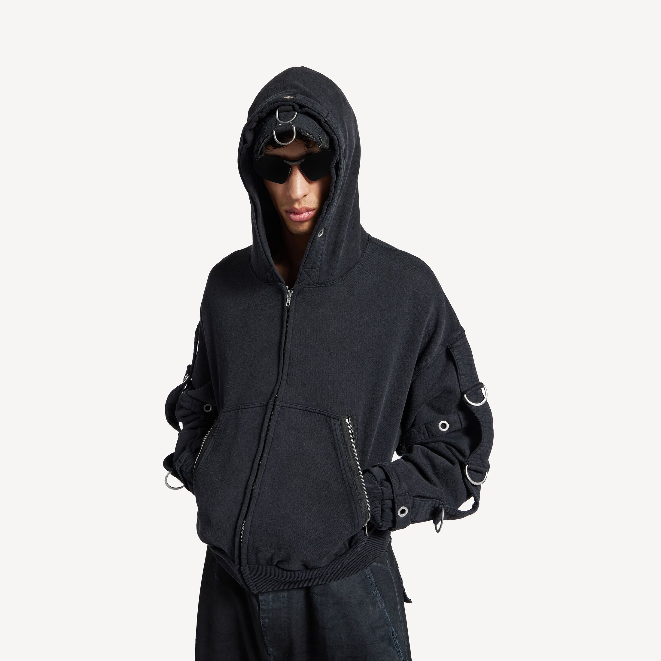 d-ring cargo zip-up hoodie