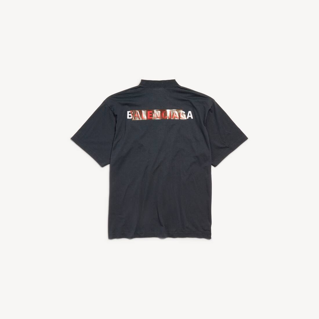 Men's Taped Balenciaga Back Medium Fit T-shirt  in Faded Black/white/red | Balenciaga Finland EN - Image 2