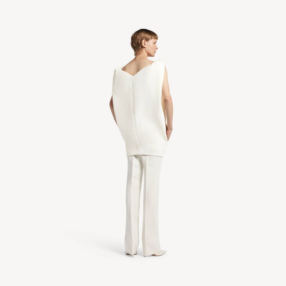 Women's Short Sack Dress in Ivory | Balenciaga Canada EN - Image 4