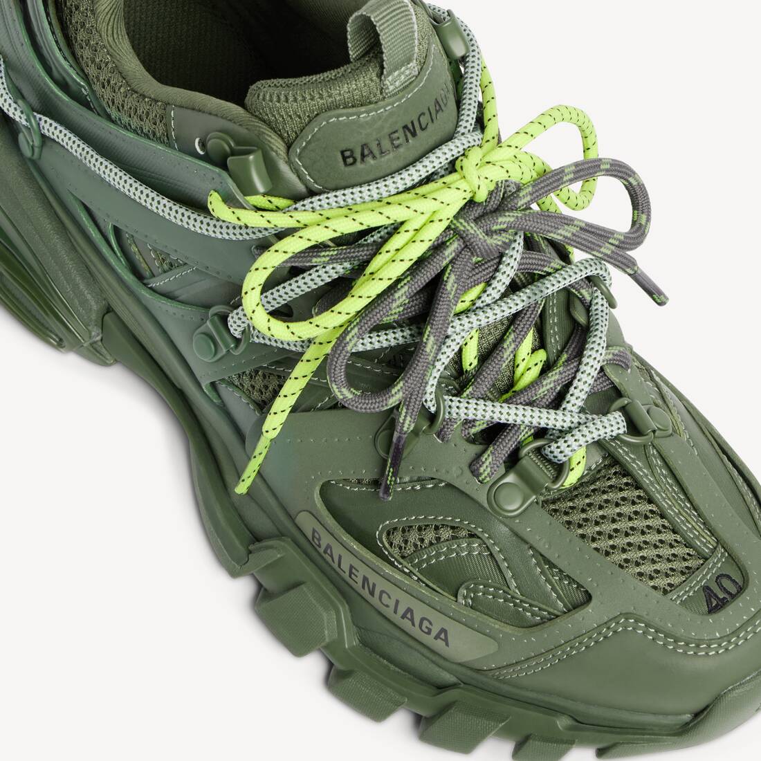 Sneaker Track Trail Laces pour Homme en Kaki/jaune Fluo | Balenciaga France FR - Image 3