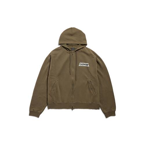 masking tape oversized zip-up hoodie