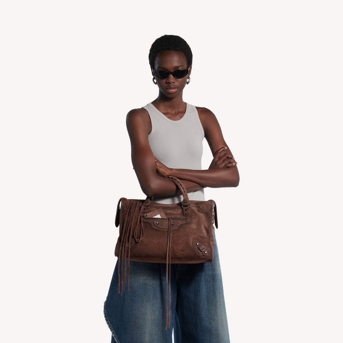 Women's Le City Bag Medium in Light Espresso | Balenciaga Italy EN - Image 8