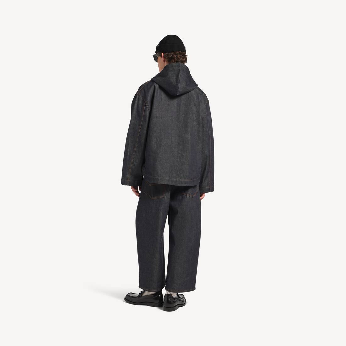 Giacca Denim Con Cappuccio da Uomo in Indaco Grezzo | Balenciaga Italia IT - Image 4