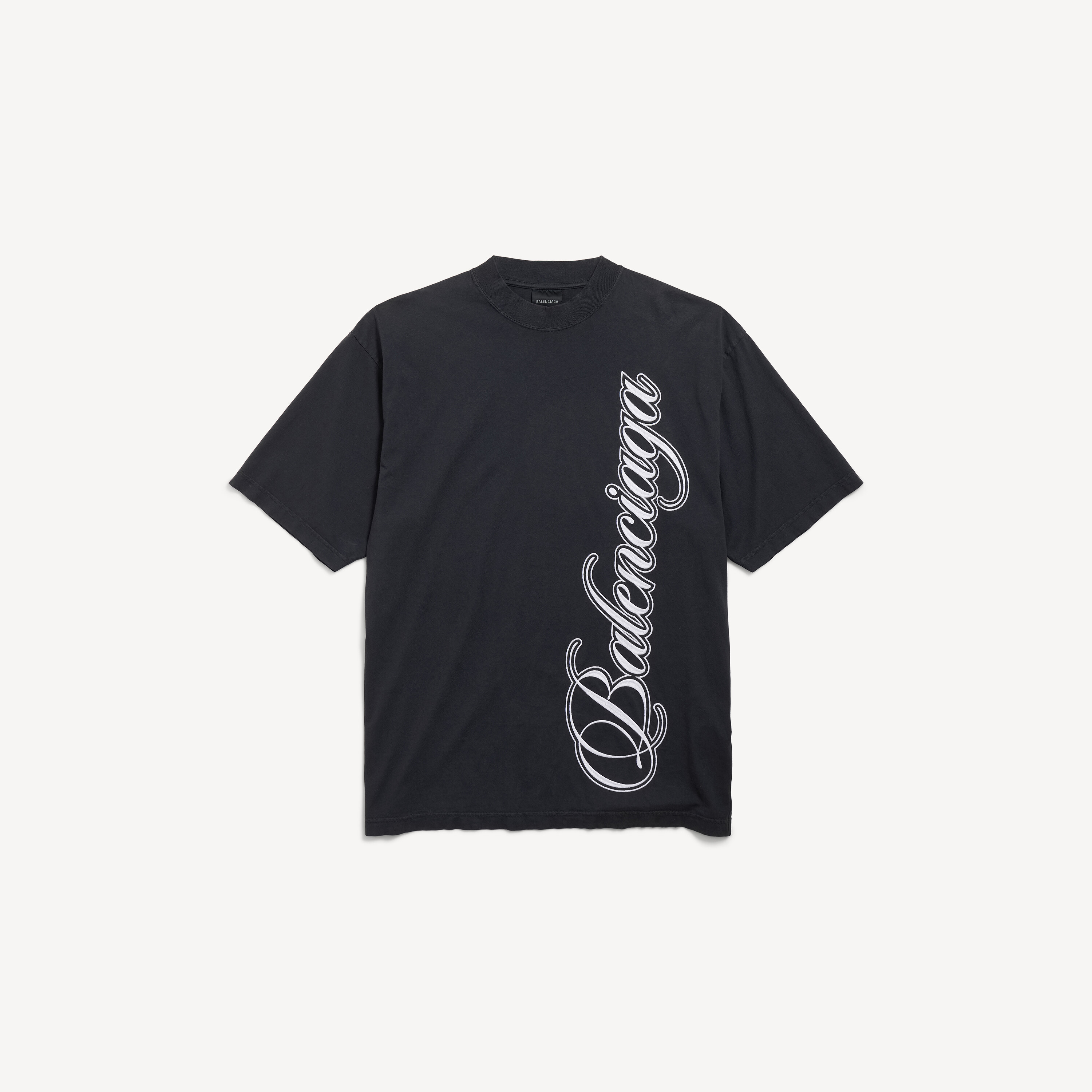 Men's Cursive Medium Fit T-shirt in Black/white