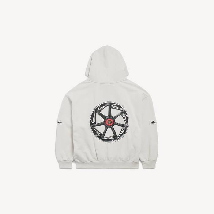 Balenciaga | Automobili Lamborghini Hoodie Mittlere Passform f&uuml;r Herren in Wei&szlig; Mit Dirty-effekt - Herren | Balenciaga Deutschland DE - Image 2