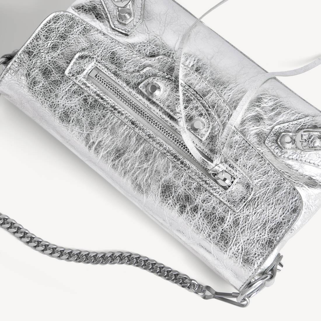 Women's Le City Clutch With Chain in Silver | Balenciaga Estonia EN - Image 6