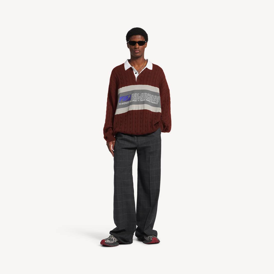 Men's Sporty Block Patched Polo in Burgundy/multicolor | Balenciaga United Kingdom EN - Image 2
