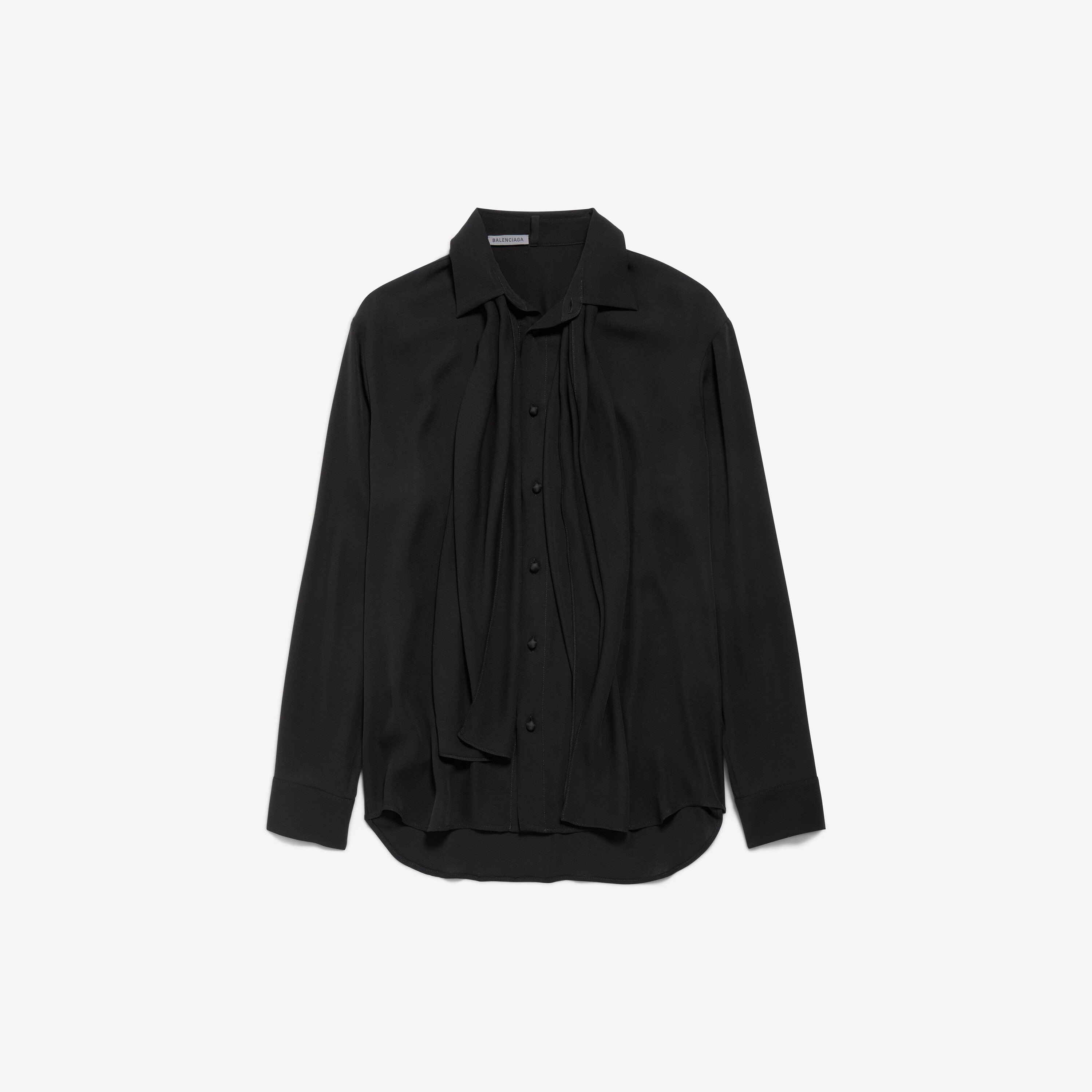 BALENCIAGA グレー スカーフ付き長袖トップス M スカーフ シャツ