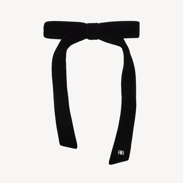 Women's Holli Thin Hair Bow in Black/shiny Silver - Women | Balenciaga Canada EN - Image 1