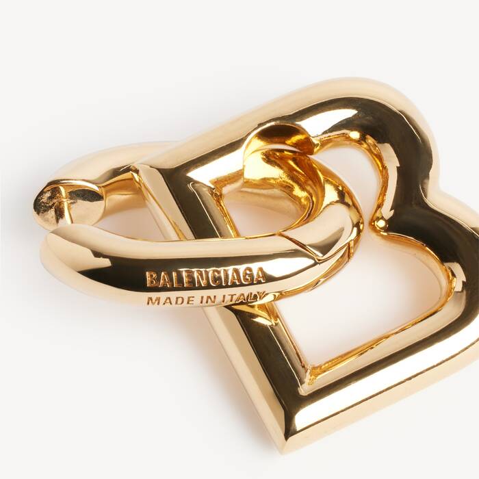 Women's B Hoop Earrings in Shiny Gold - Women | Balenciaga Australia EN - Image 2