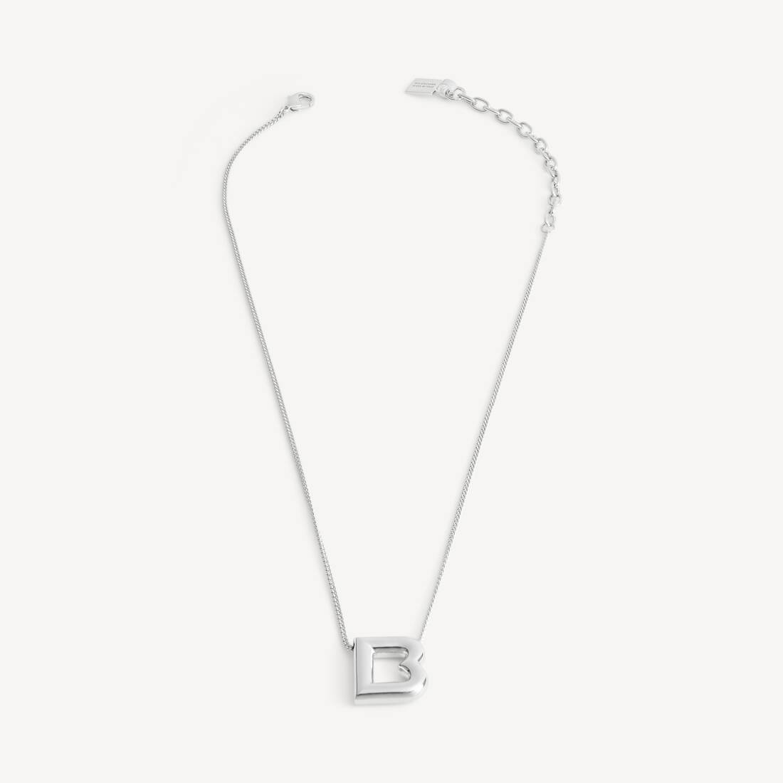B Necklace in Shiny Silver | Balenciaga Australia EN - Image 2