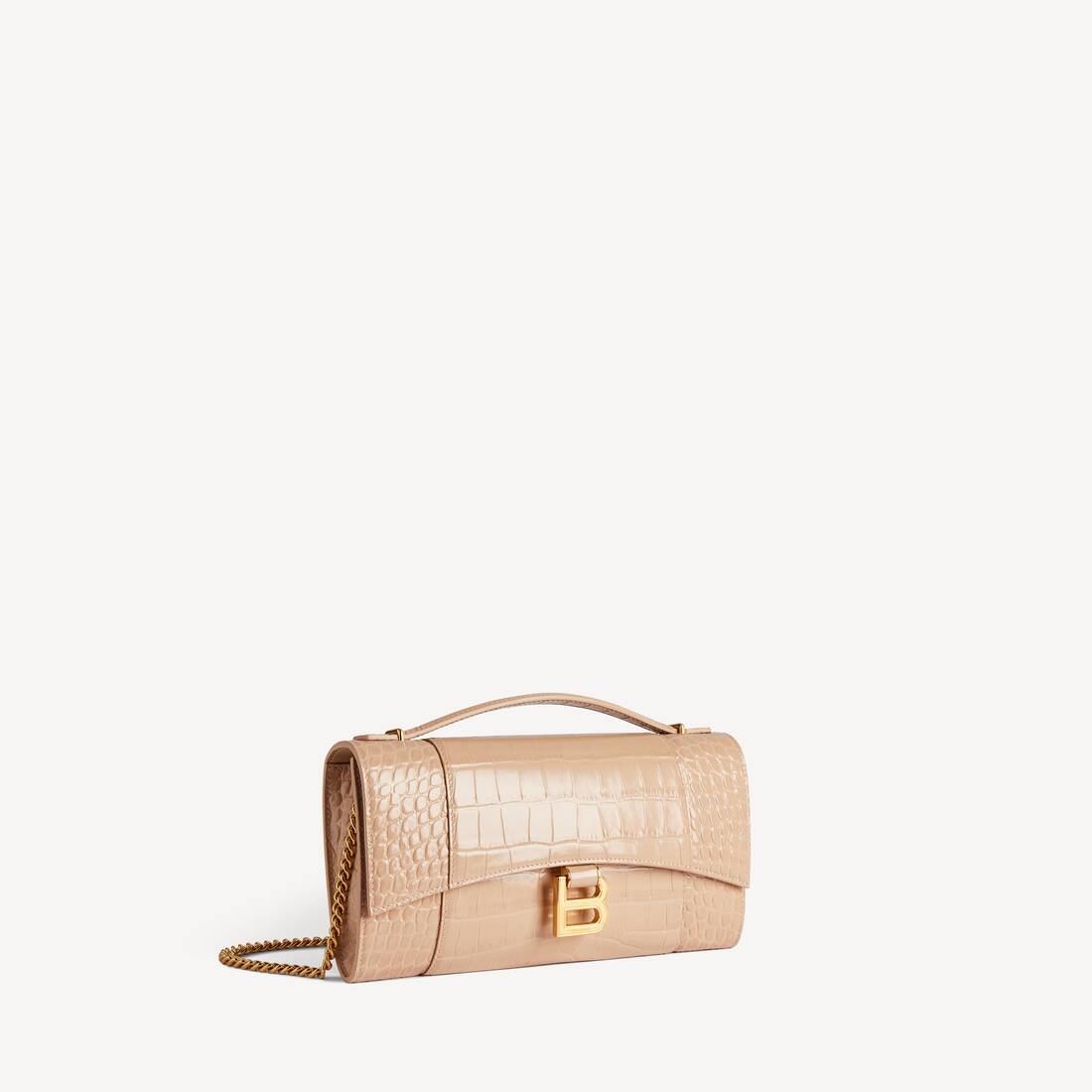 Women's Hourglass Pochette With Chain in Nude | Balenciaga Italy EN - Image 2