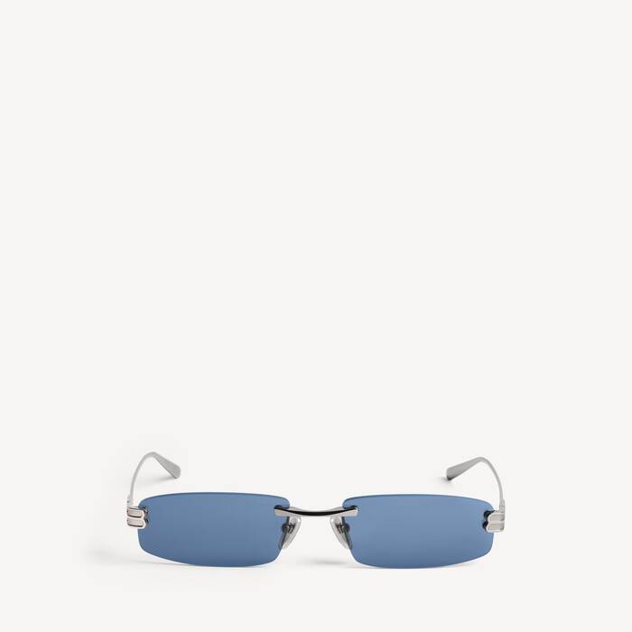 Gossip Rechteckige M Sonnenbrille f&uuml;r Damen in Dunkles Ruthenium/blau - Damen | Balenciaga Deutschland DE - Image 1