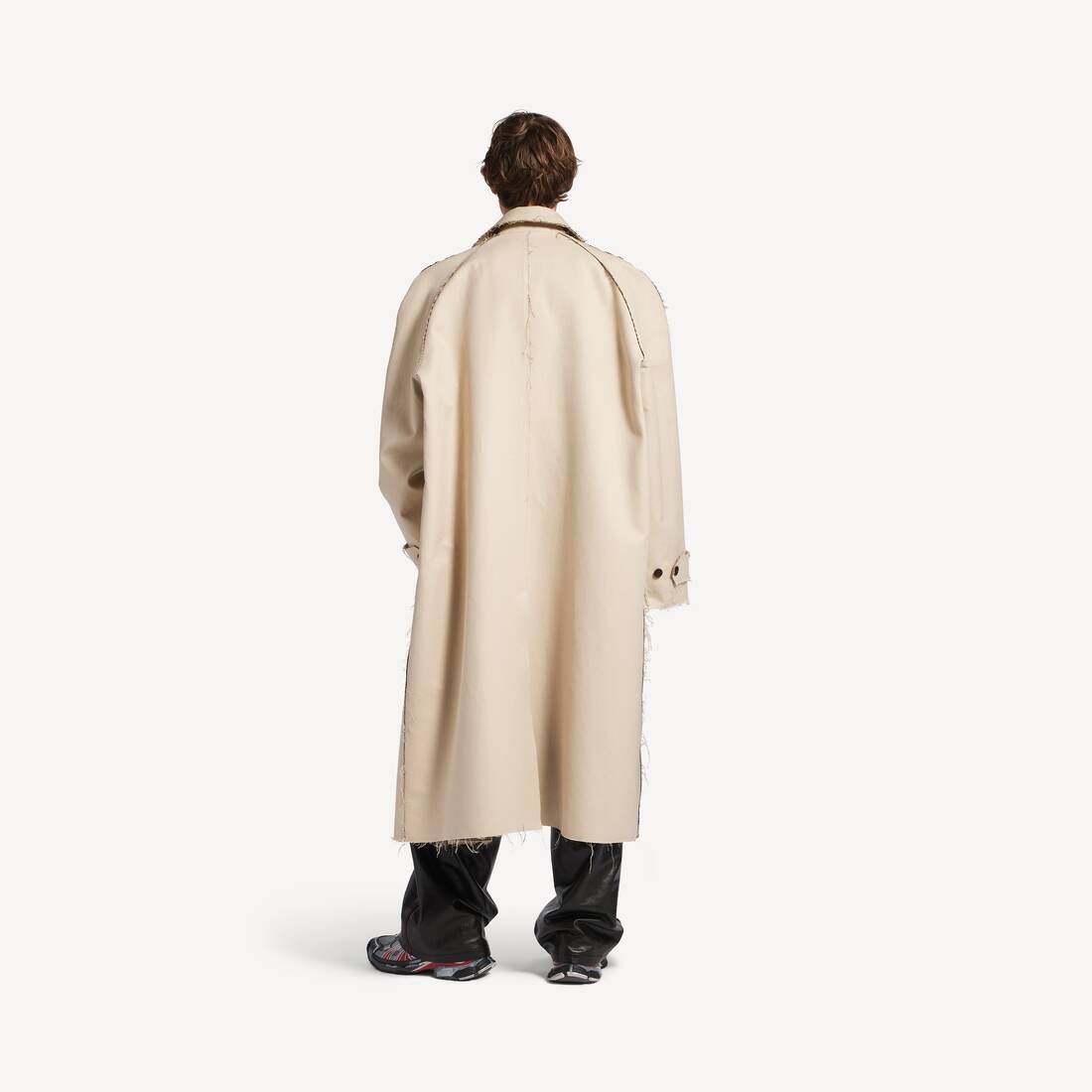 Hombre's Abrigo Corto Con Bordes Sin Rematar in Beige | Balenciaga Espa&ntilde;a ES - Image 4