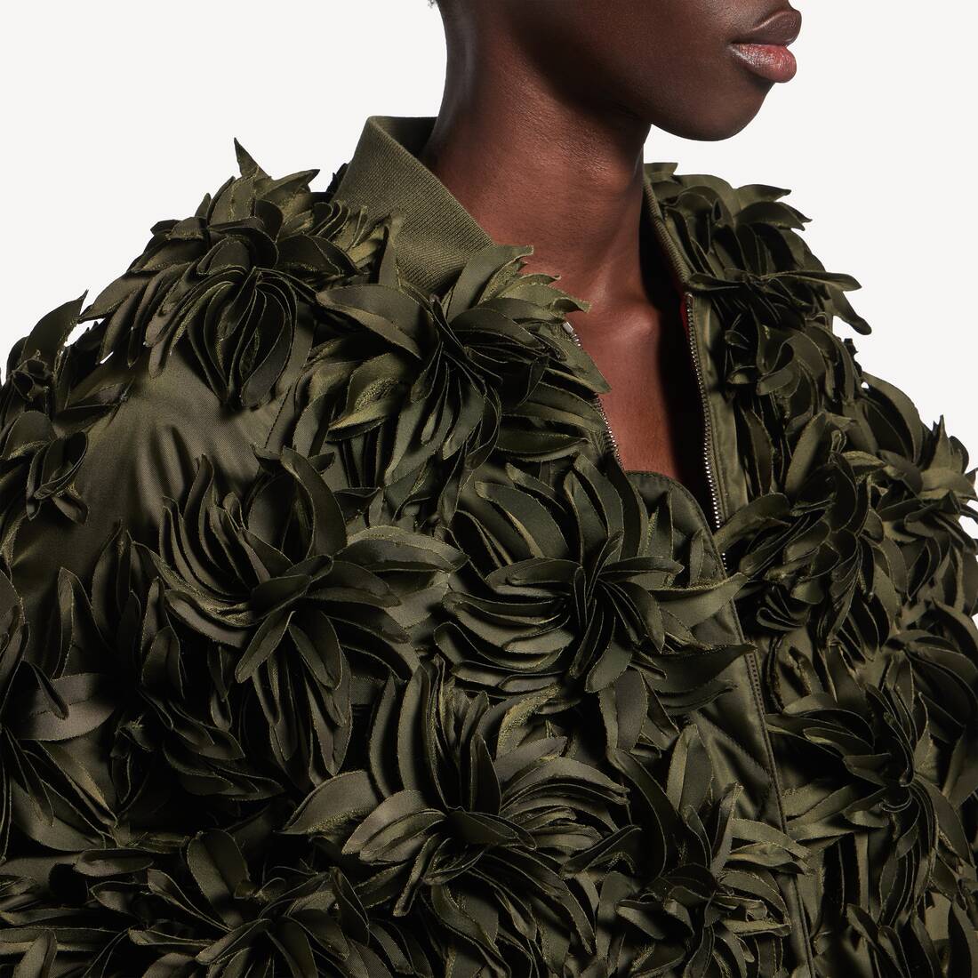 Women's Flowers Cocoon Bomber in Khaki | Balenciaga United Kingdom EN - Image 6