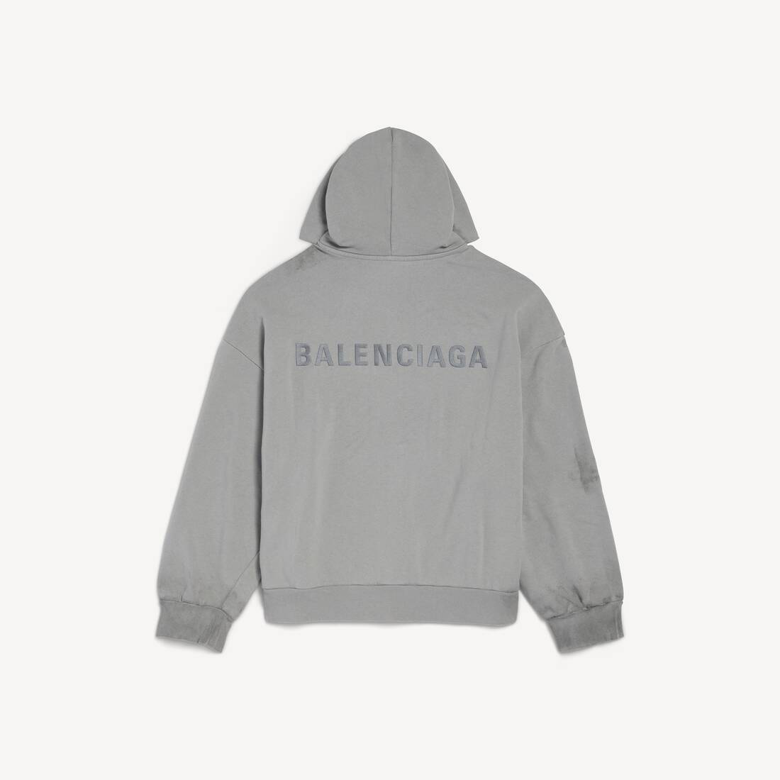 BALENCIAGA BACK REGULAR FIT ZIP-UP HOODIE – Grey