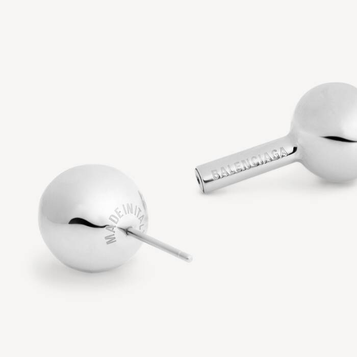 Boucles D&rsquo;oreilles Tige Atom in Argent&eacute; Brillant | Balenciaga Belgique FR - Image 3
