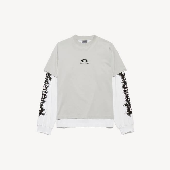 Homme's T-shirt Hybride Double in Gris Clair/blanc - Homme | Balenciaga Belgique FR - Image 2