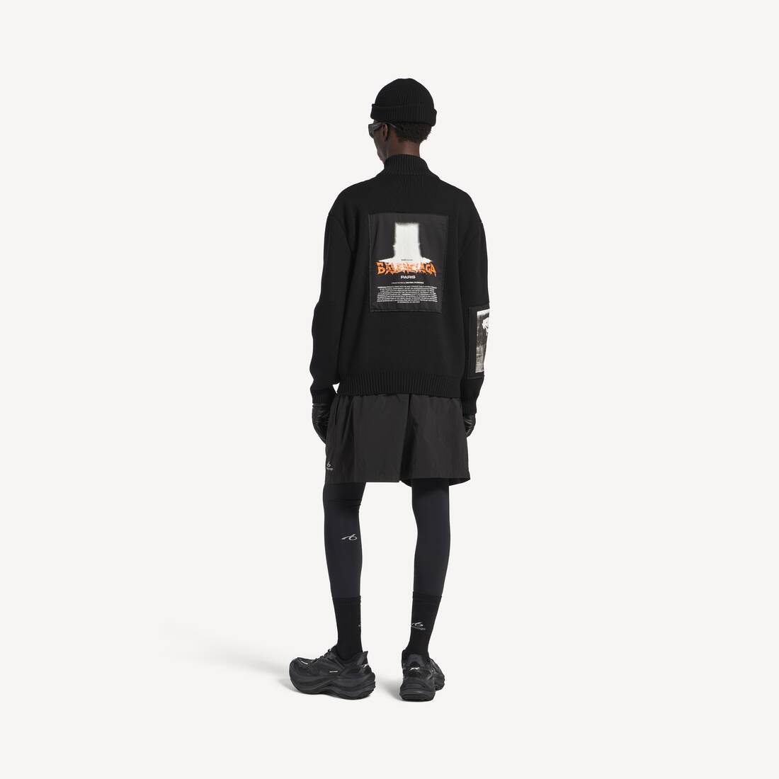 Men's Knitted Zip-up Cardigan With Patches in Black | Balenciaga Australia EN - Image 4
