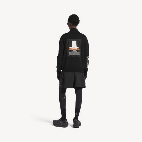 knitted zip-up cardigan with patches
