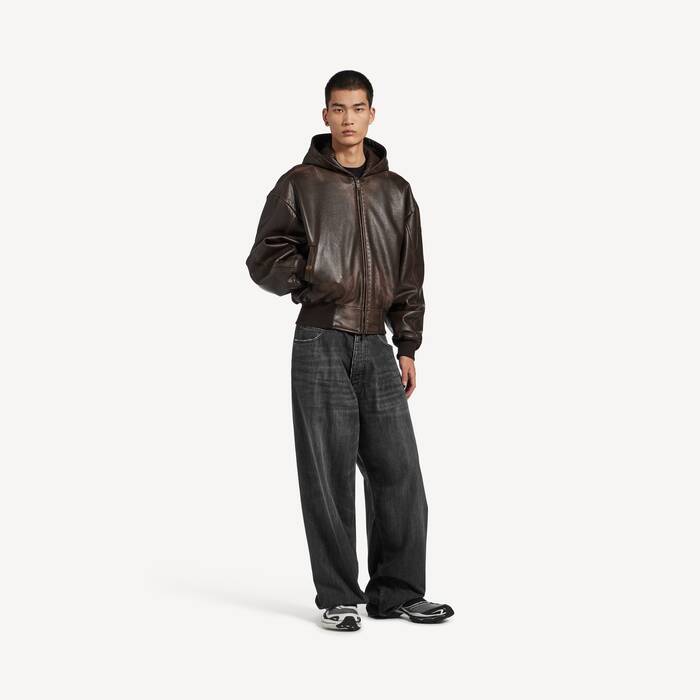 Men's Pleated Baggy Jeans in Dark Iced Grey - Men | Balenciaga Australia EN - Image 1
