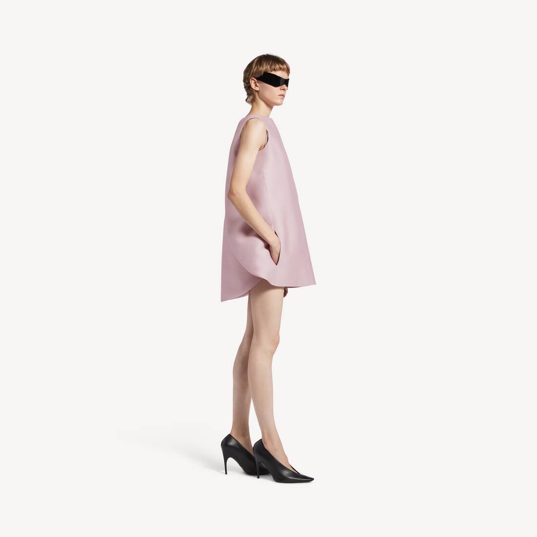 Women's Mini Sack Dress in Dusty Pink | Balenciaga United Arab Emirates EN - Image 3