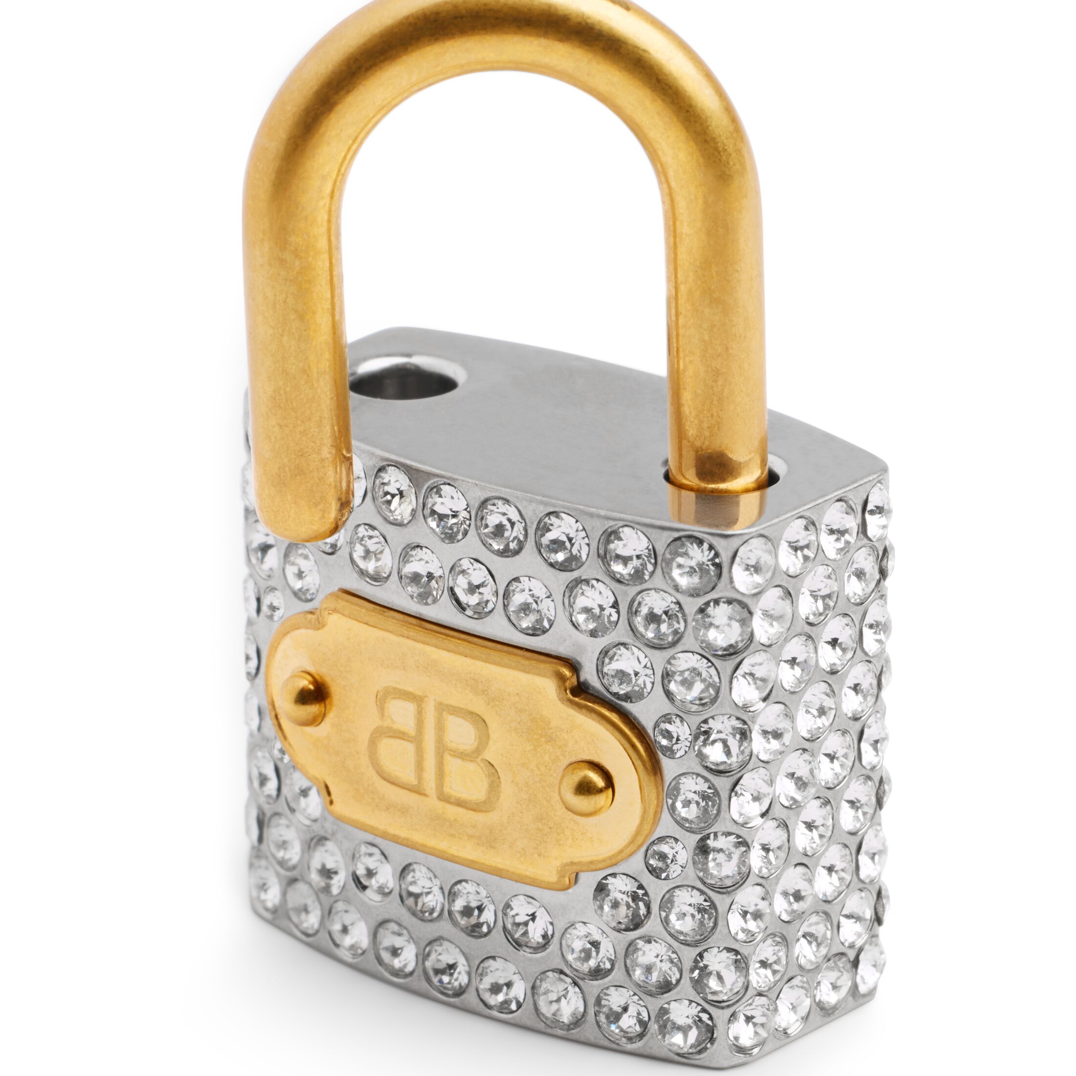 charm/keychain bb padlock with rhinestones