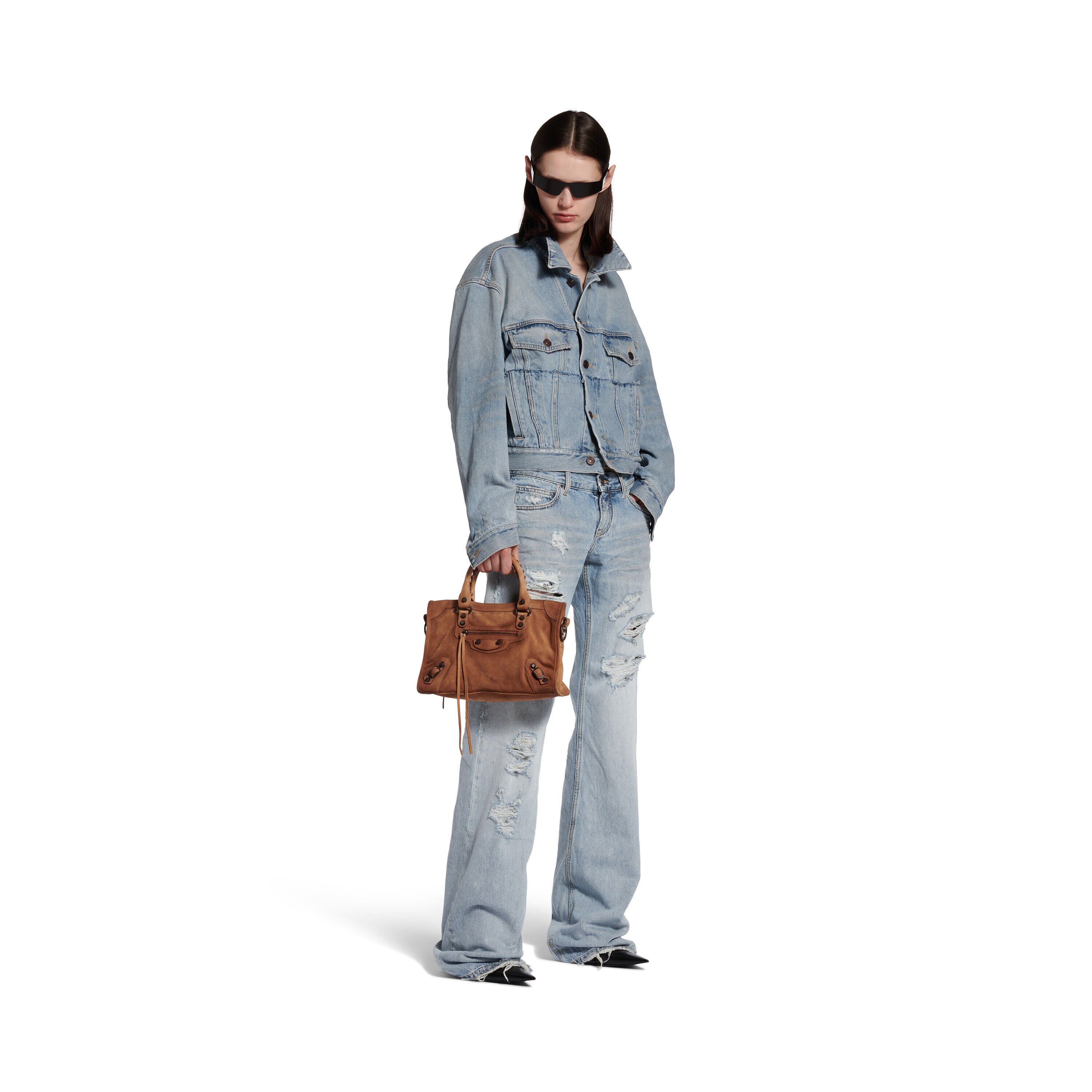 Women's Fitted Low-waist Pants in Light Blue | Balenciaga US