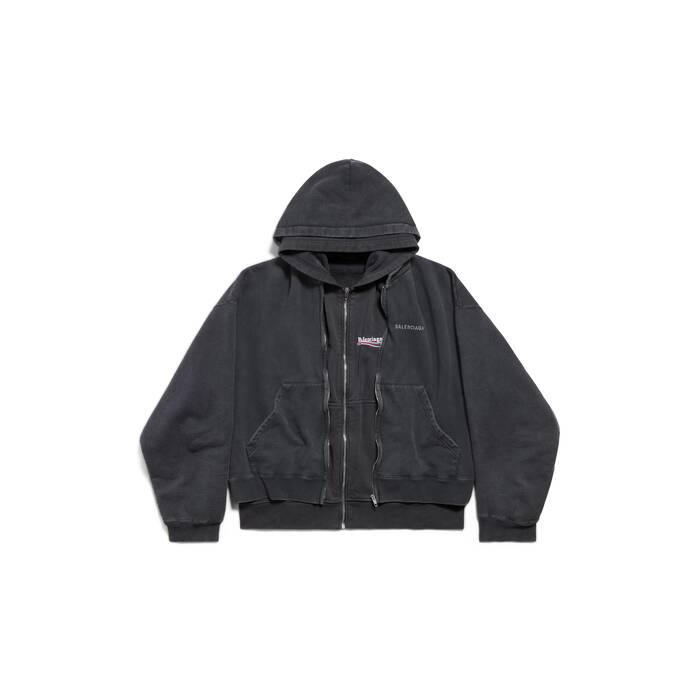 mehrlagiger hoodie mit reißverschluss