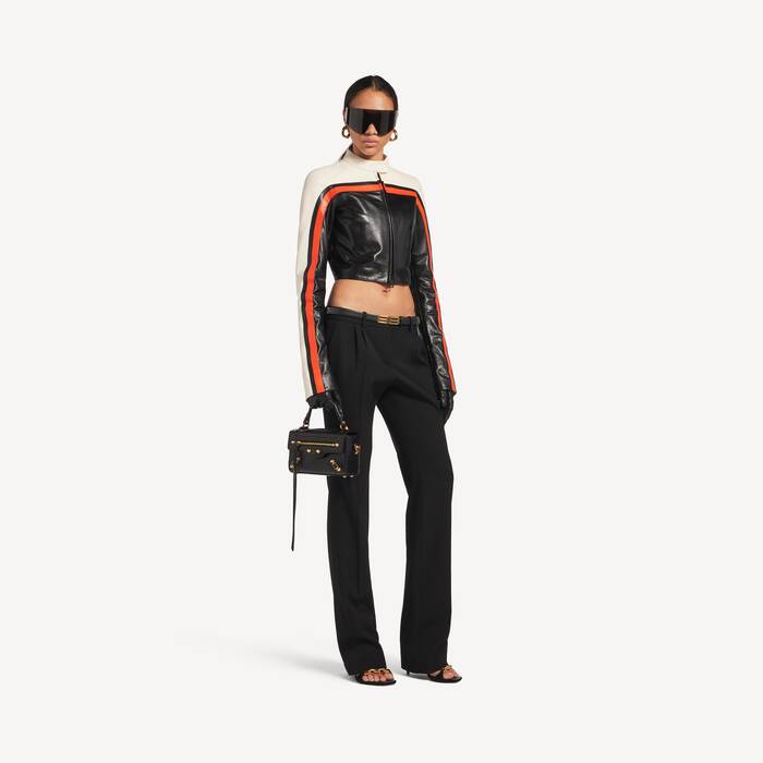 Women's Bodies Fitted Biker Jacket in Black - Women | Balenciaga Australia EN - Image 3
