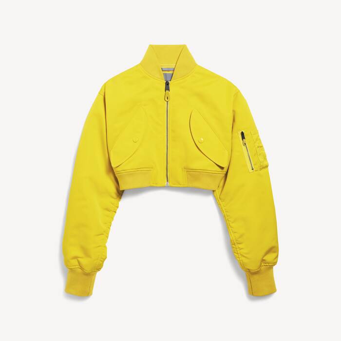 Women's Cropped Bomber Jacket in Yellow - Women | Balenciaga United States EN - Image 2