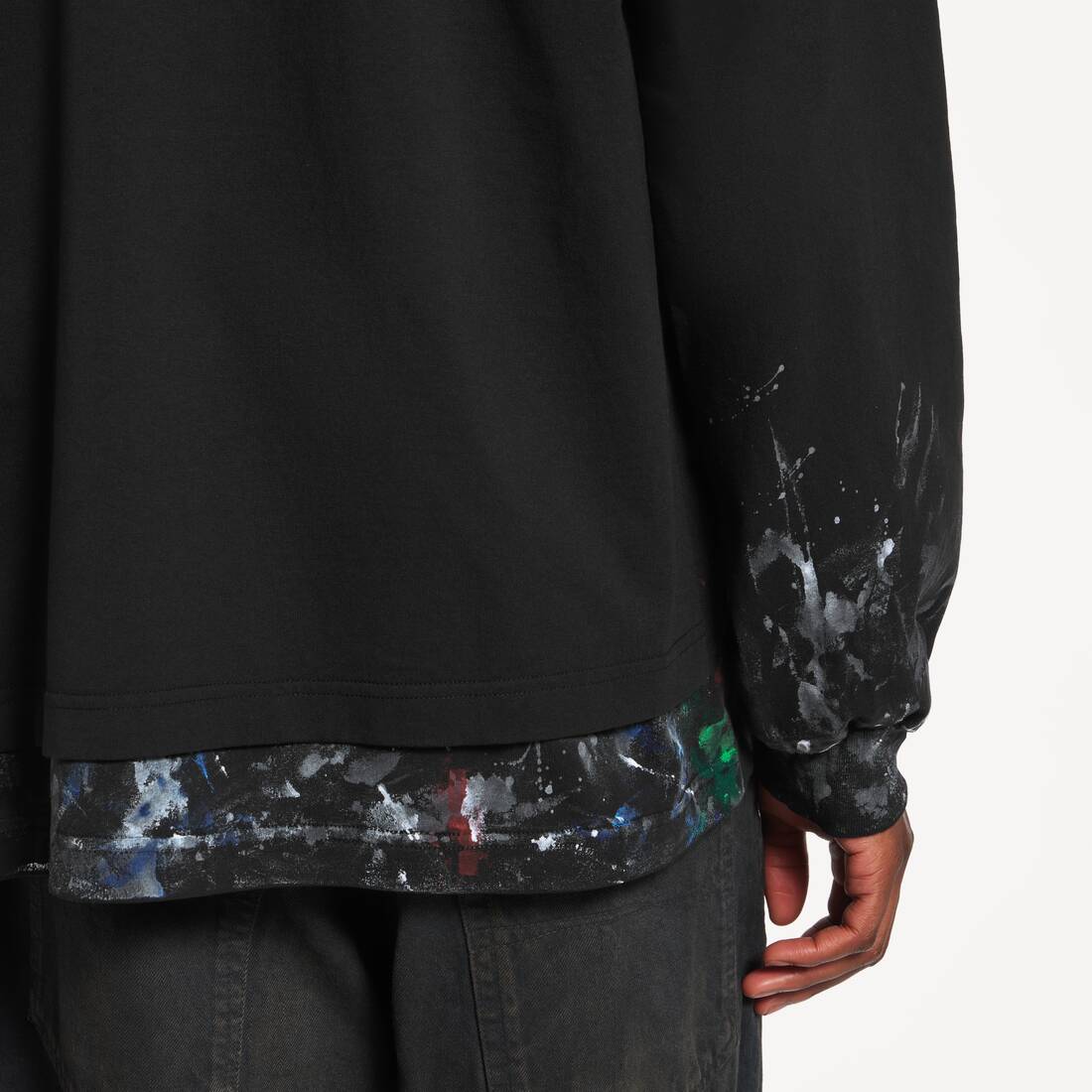 T-shirt Ibrida Doppia da Uomo in Nero | Balenciaga Italia IT - Image 6