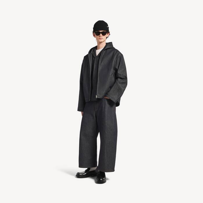 Men's Denim Hooded Jacket in Raw Indigo - Men | Balenciaga Netherlands EN - Image 3