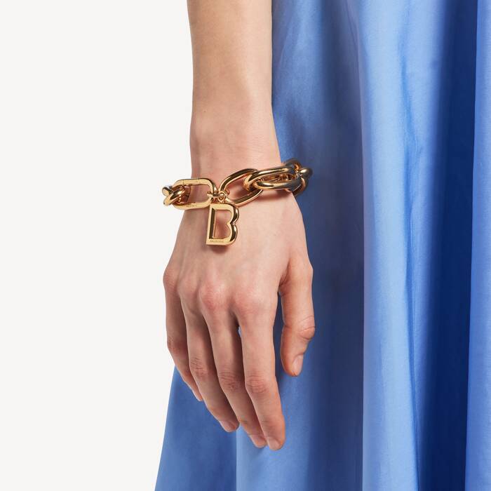 Women's B Link Bracelet in Shiny Gold - Women | Balenciaga Ireland EN - Image 2