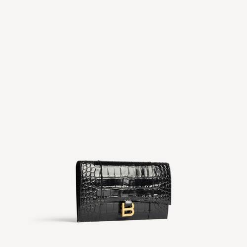 hourglass kleine, flache pochette mit &uuml;berschlag und krokodilpr&auml;gung 