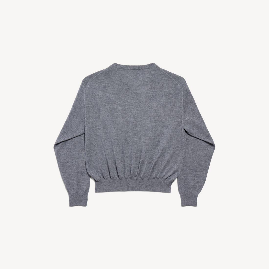 Women's V-neck Sweater in Heather Grey | Balenciaga France EN - Image 2