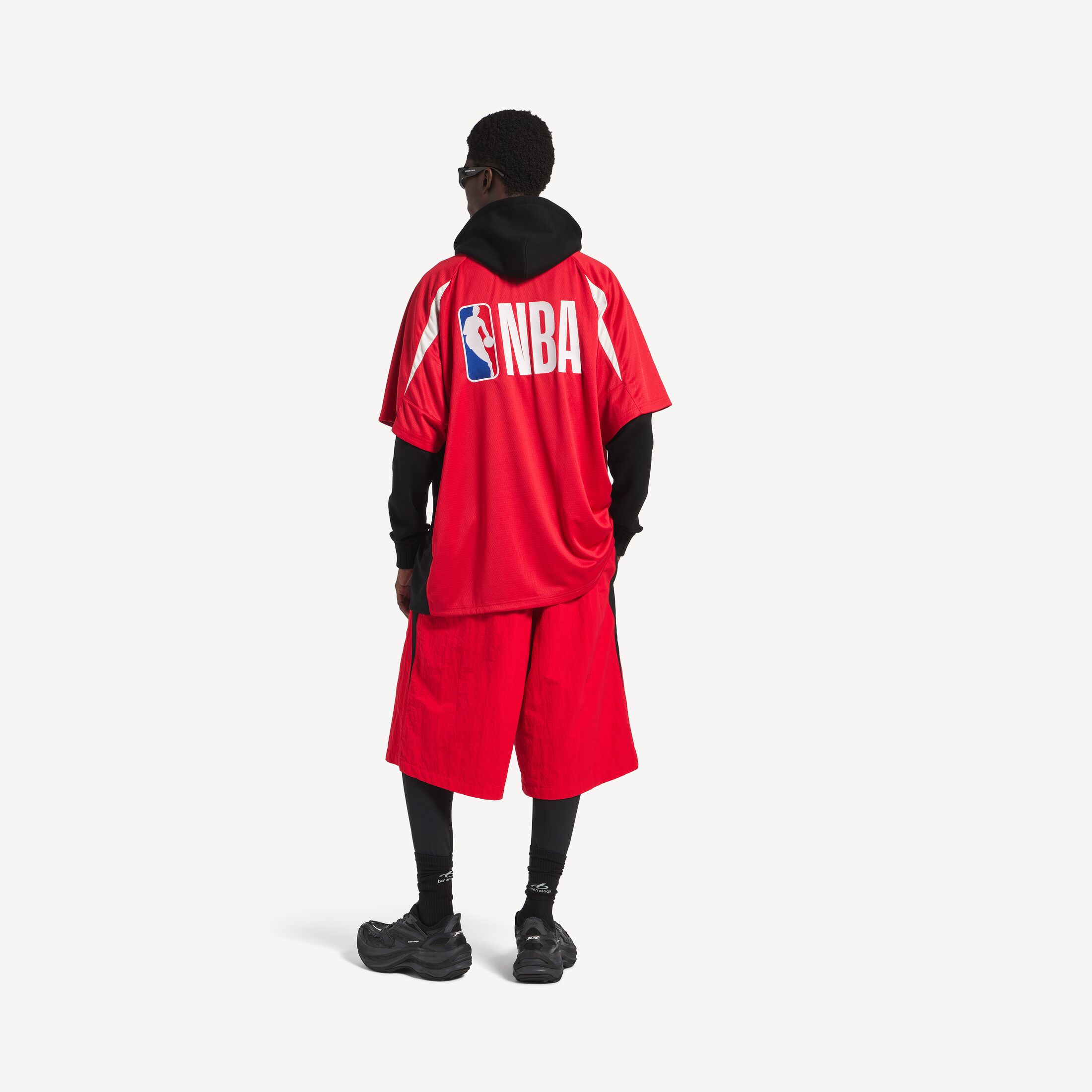발렌시아가 남성 발렌시아가 | NBA 컬래버레이션 오버사이즈 티셔츠 (레드) 863852TTVW16291