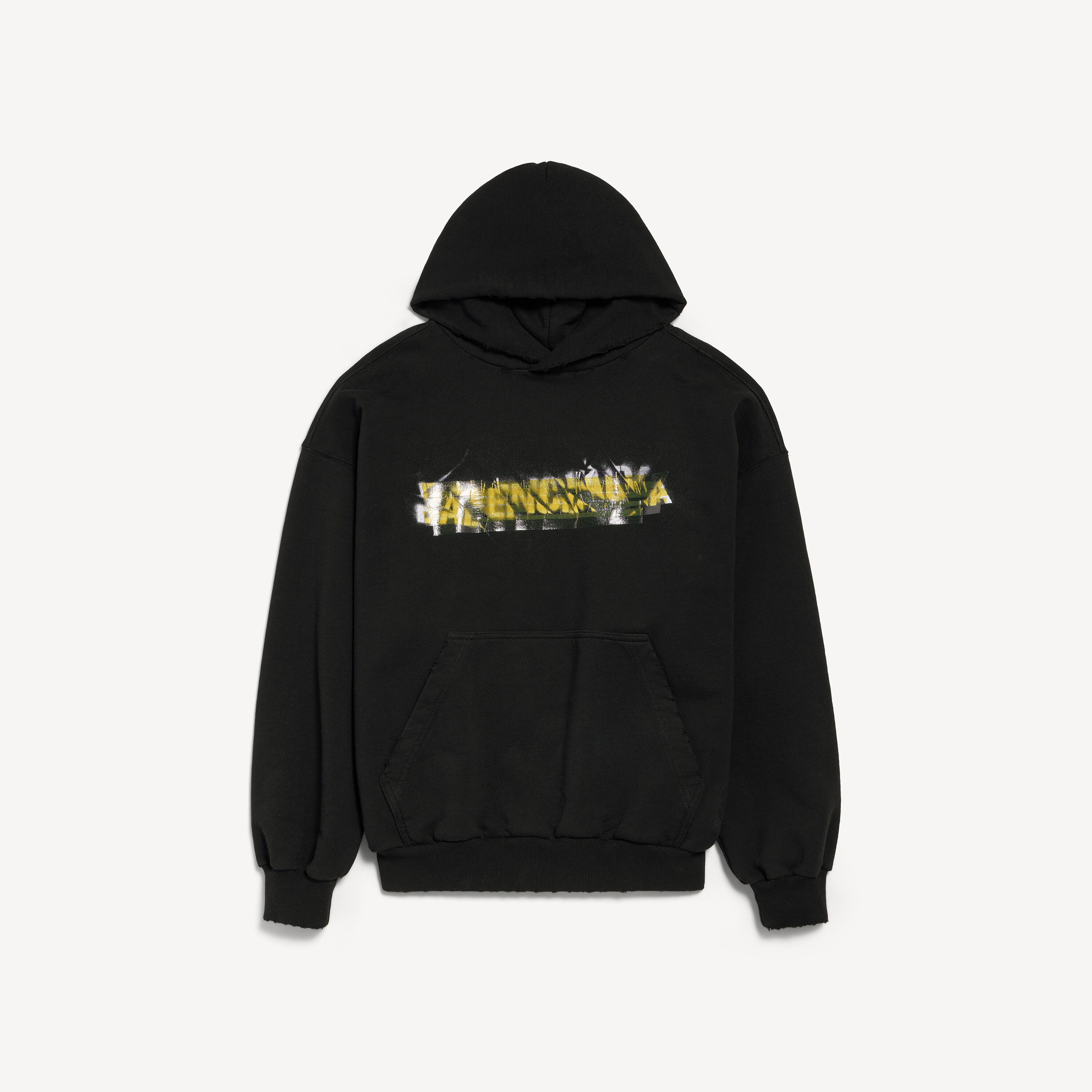 Men's Messy Spray Medium Fit Hoodie in Black