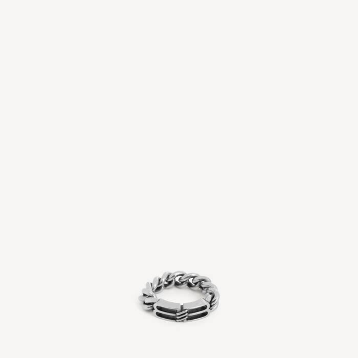 Men's Bb Icon Ring in Antique Silver - Men | Balenciaga Greece EN - Image 1