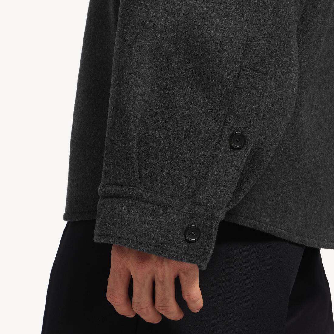 Men's Brushed Wool Overshirt in Heather Grey | Balenciaga United States EN - Image 6