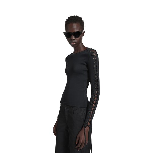 lace-up long sleeve t-shirt