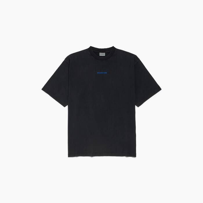 T-shirt Balenciaga Back Vestibilit&agrave; Media da Uomo in Nero Sbiadito - Uomo | Balenciaga Italia IT - Image 1